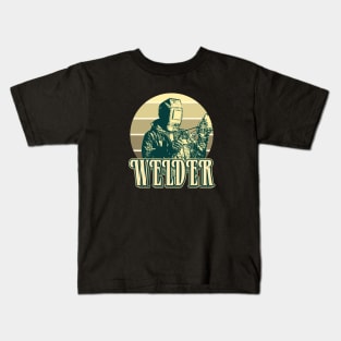 Welder drawing with retro style Kids T-Shirt